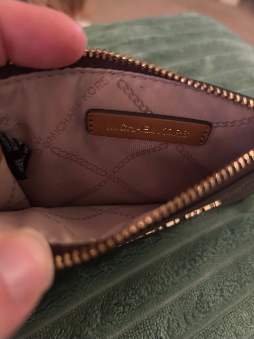 NWOT MICHAEL KORS Brown MK Logo Wristlet Card Case with Gold Hardware - Picture 5 of 7